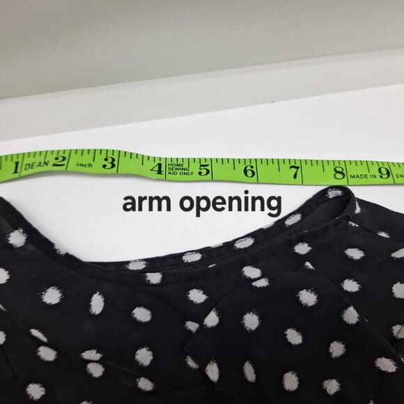 100% Silk Black and White Polkadot Sleeveless top with bow - Picture 13 of 15